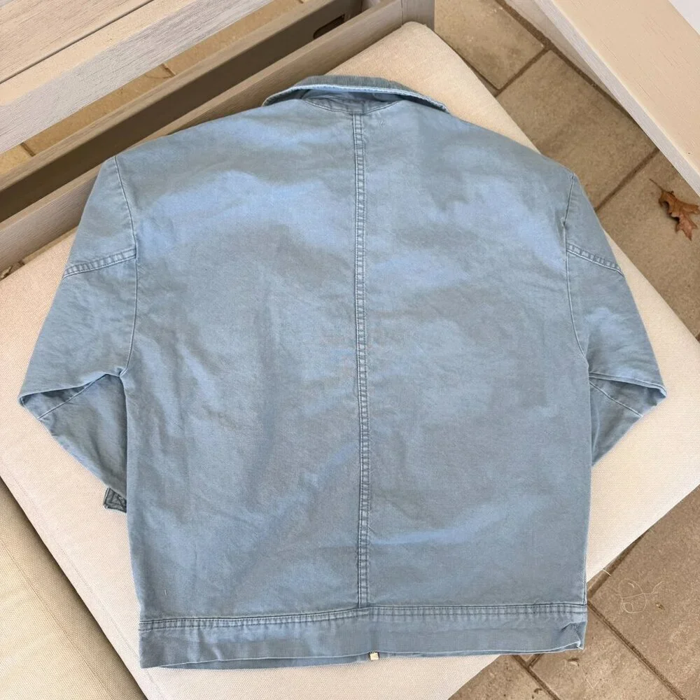 Free People Oversized Cotton Chore Jacket Light Blue XS
